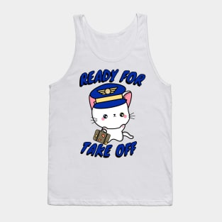 Funny Angora cat is a pilot Tank Top